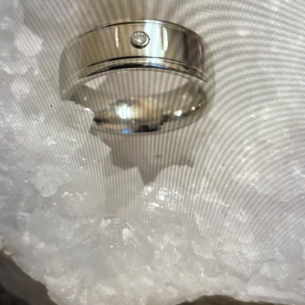 Cobalt 8mm Band Satin Finish .05 Genuine Bezel Set Diamond Retail 385.00 NWT